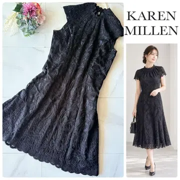 KARENMILLEN 슬리브리스 전체 레이스 원피스 40 블랙