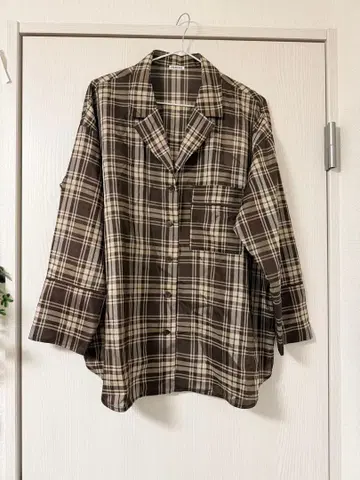 택 포함 미사용 새상품 DRESSLAVE 드레스레이브 체크 오버 사이즈 셔츠