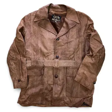 70s Sears 천연 가죽 코트 보아 라이너 46 브라운