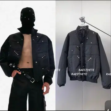 RAESTHETE 스터드 장식 다운 자켓 블랙