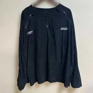 블랙 자수 로고 긴팔 티셔츠 XL