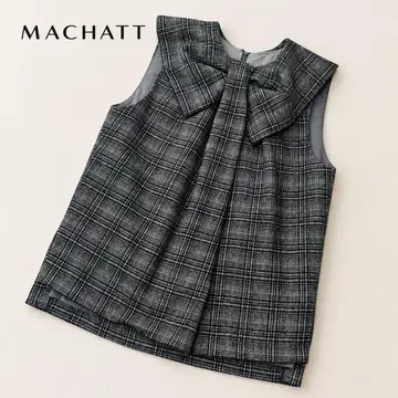 MACHATT 마챗 체크 오버 컬러 탑스 그레이 베스트