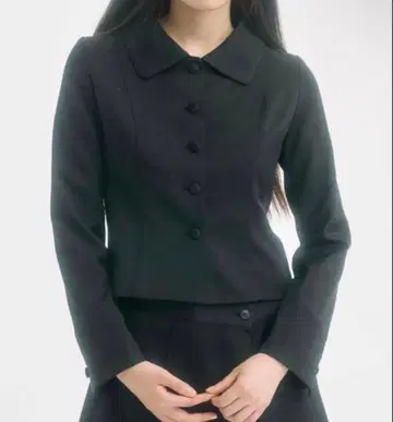 Fekete 라운드 칼라 자켓 블랙