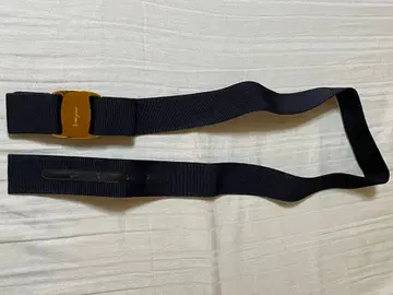 살바토레 페라가모 바라 리본 벨트 네이비 골드 금장 장식 XL