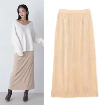 NATURAL BEAUTY BASIC 벨로아 자카드 내로우 스커트