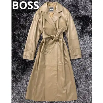 BOSS 베이지 가죽 트렌치코트