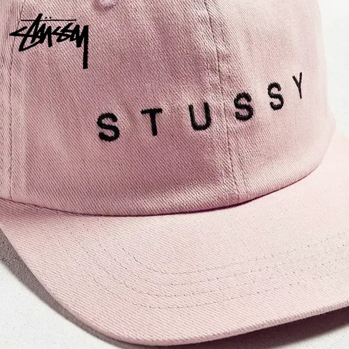 [정품] STUSSY 스투시 텍스트 로고자수 비비드핑크컬러 빈티지 볼캡