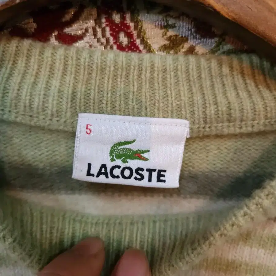 라코스테 스트라이프 램스울 니트 lacoste