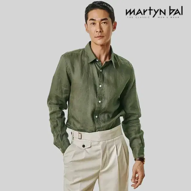 [정품] MARTYNBAL 마틴발 카키그린 클래식 린넨셔츠(115)