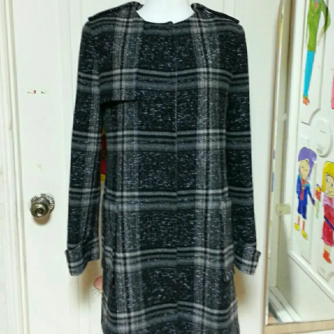 [L] ZARA Grey checked wool half coat *PRICE REDUCED