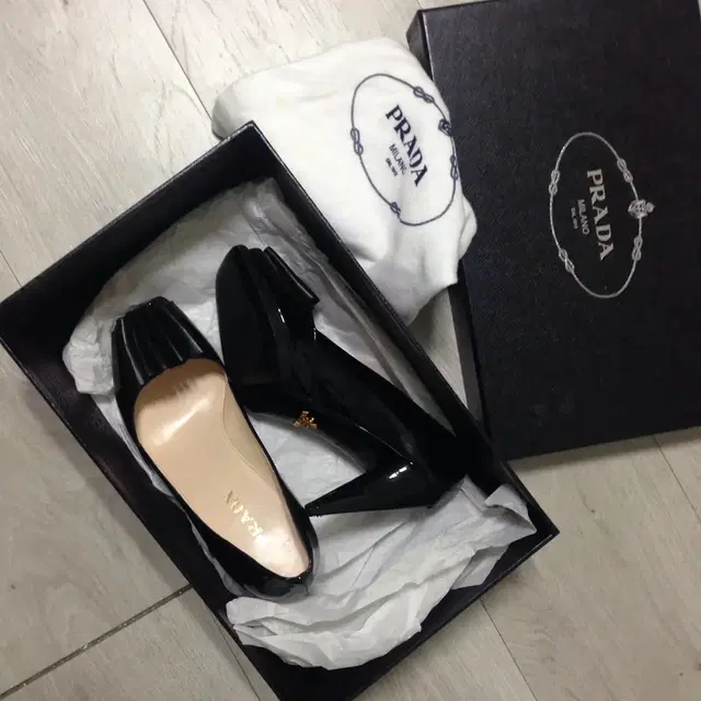 [정품/새상품] 프라다 PRADA 블랙 토오픈 하이힐/구두 size36