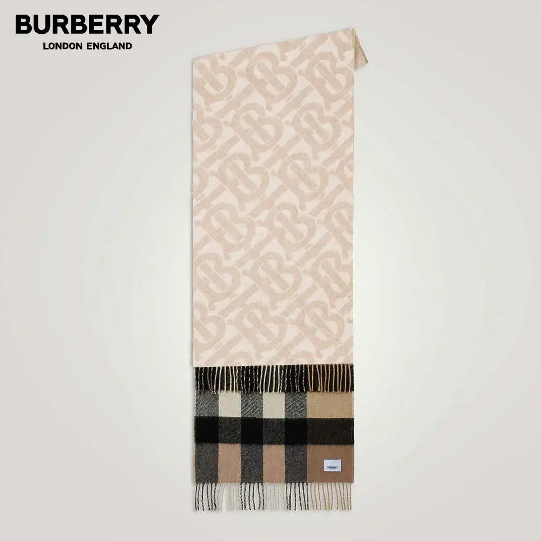 [정품] BURBERRY 버버리 리버서블 체크 모노그램 캐시미어 머플러