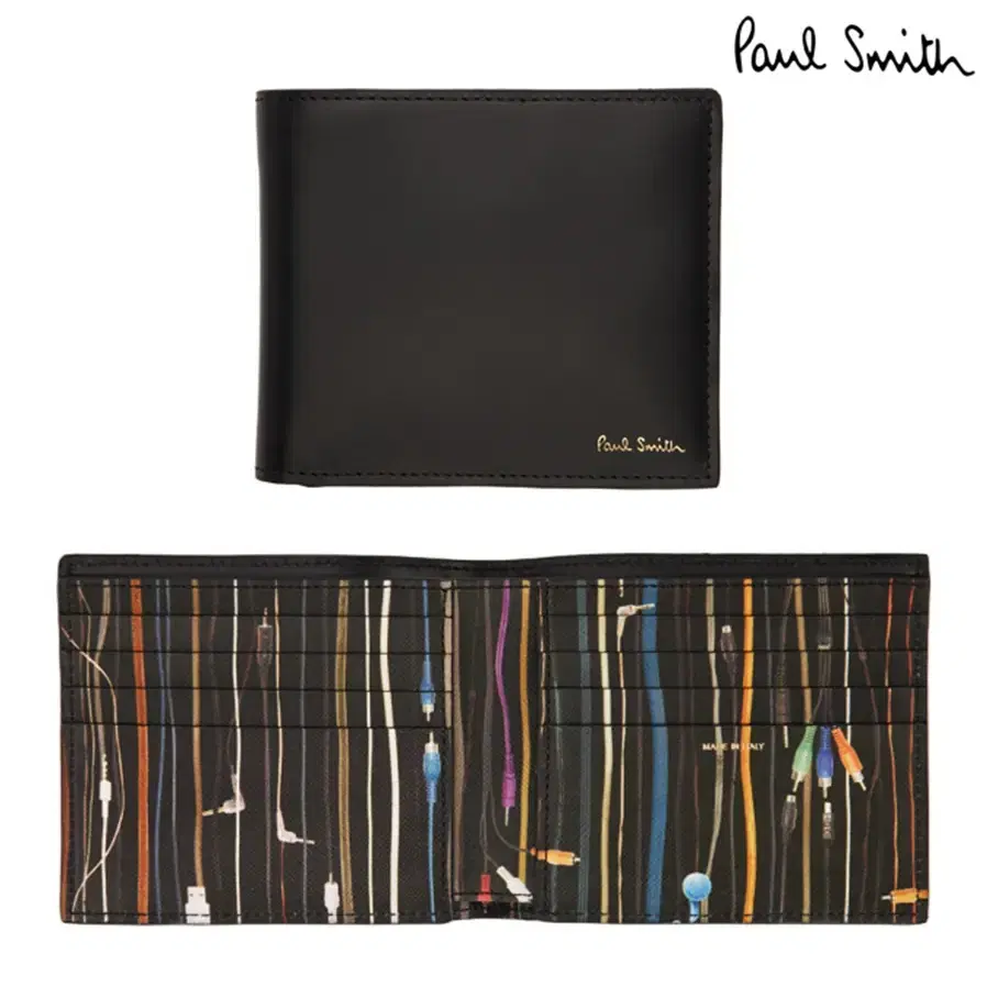 [정품]PAUL SMITH 폴스미스 뮤직이어폰 프린팅 소가죽 반지갑