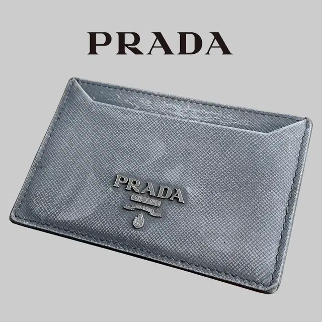 [정품] PRADA 프라다 메탈플레이트 엠블럼 빈티지 커스텀 카드지갑