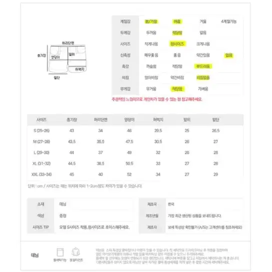 스톤데님4.5부바지