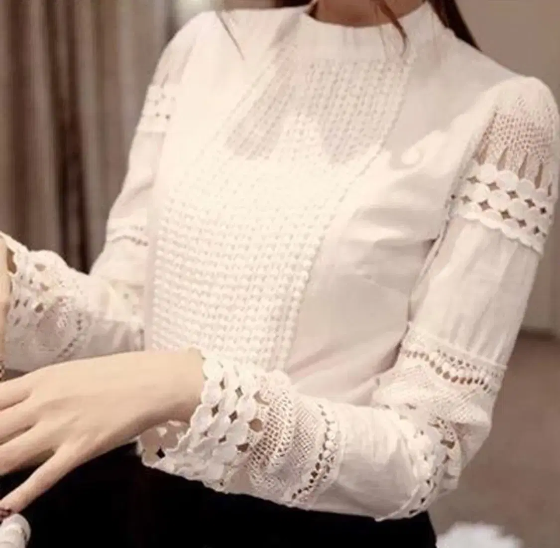 Lace-punching blouse