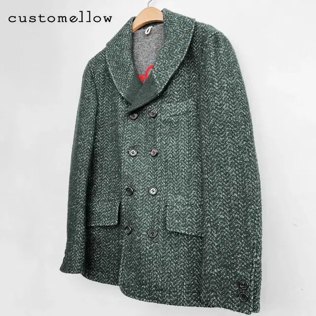 [정품]CUSTOMELLOW 커스텀멜로우 헤링본 울모직 더블자켓(95)