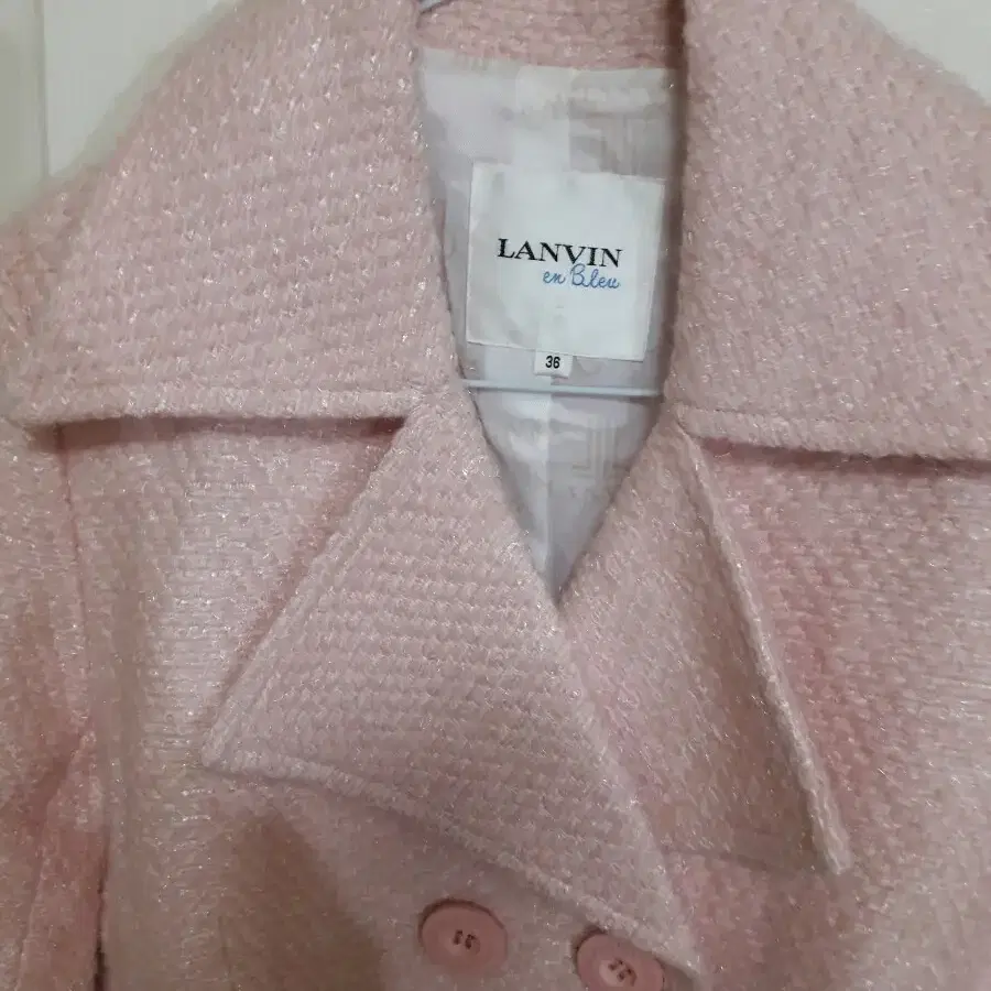 [55] LANVIN 랑방 핑크 모직 트위드 자켓 반코트