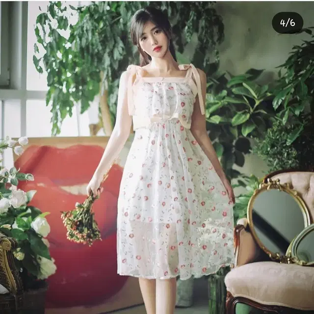 밀크코코아 Elizabeth pink flower dress