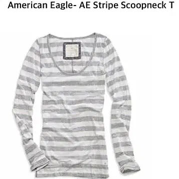 American Eagle- AE Stripe Scoopneck T./L