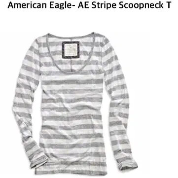 American Eagle- AE Stripe Scoopneck T./L