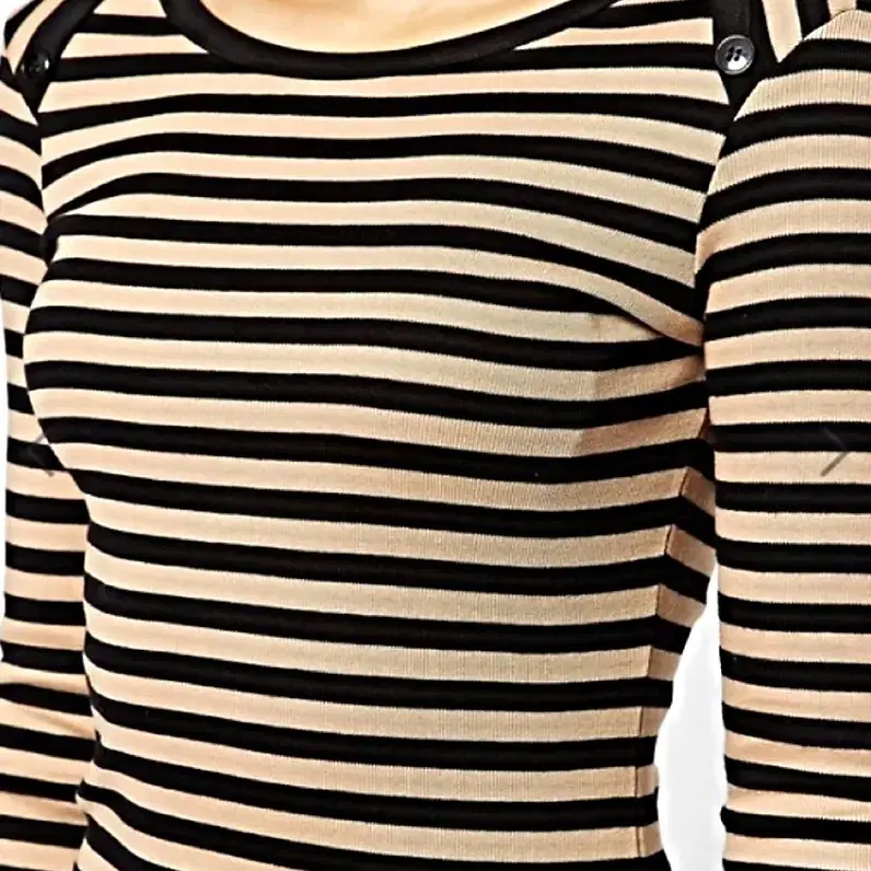 Ganni Long Sleeve Classic Striped Top/XL