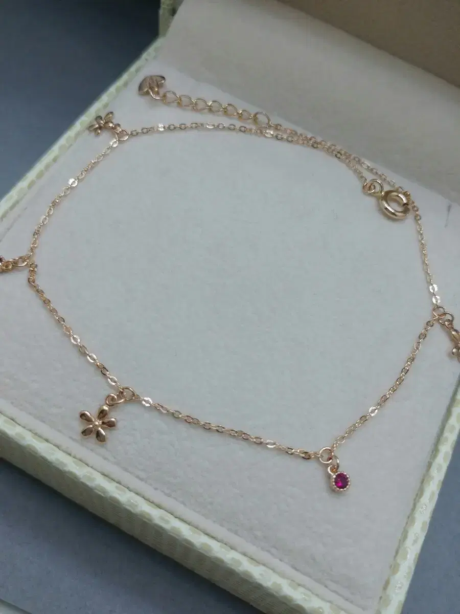 14K Ruby Garden Anklet