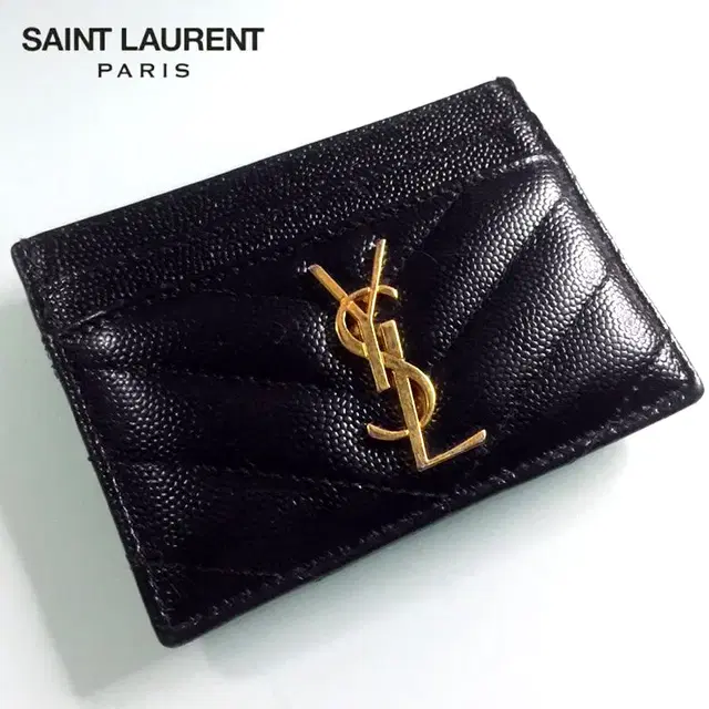 [정품] SAINT LAURENT 생로랑 마틀라세 모노그램 금장 카드지갑