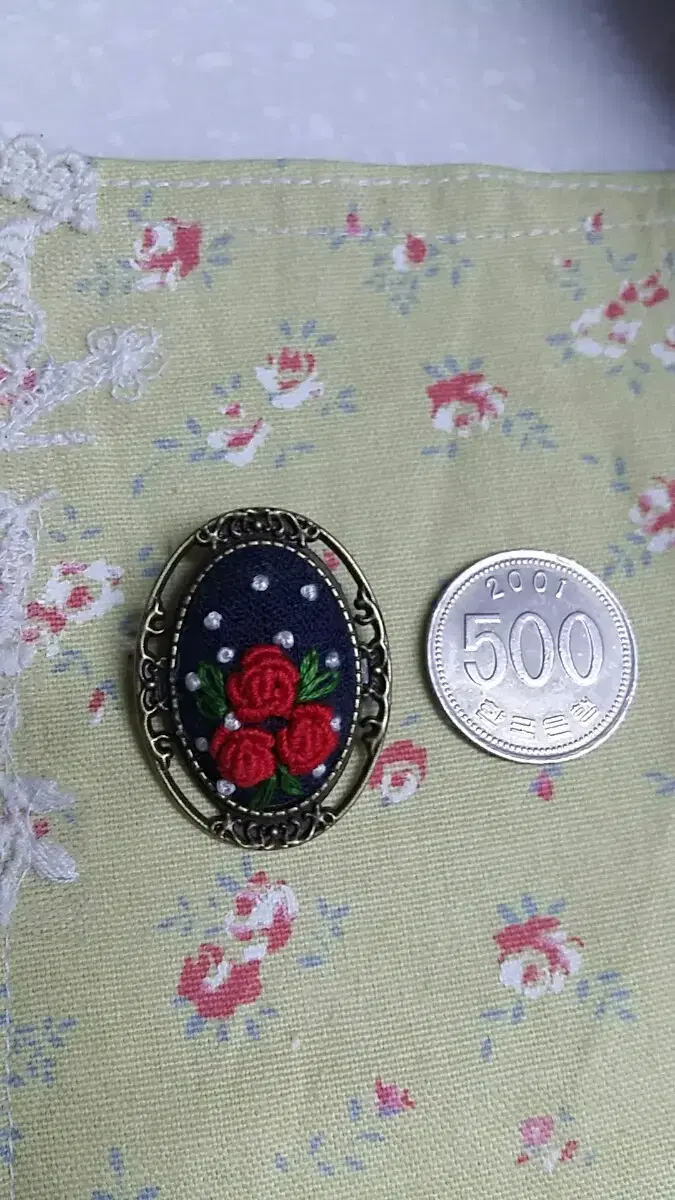 French embroidery brooch