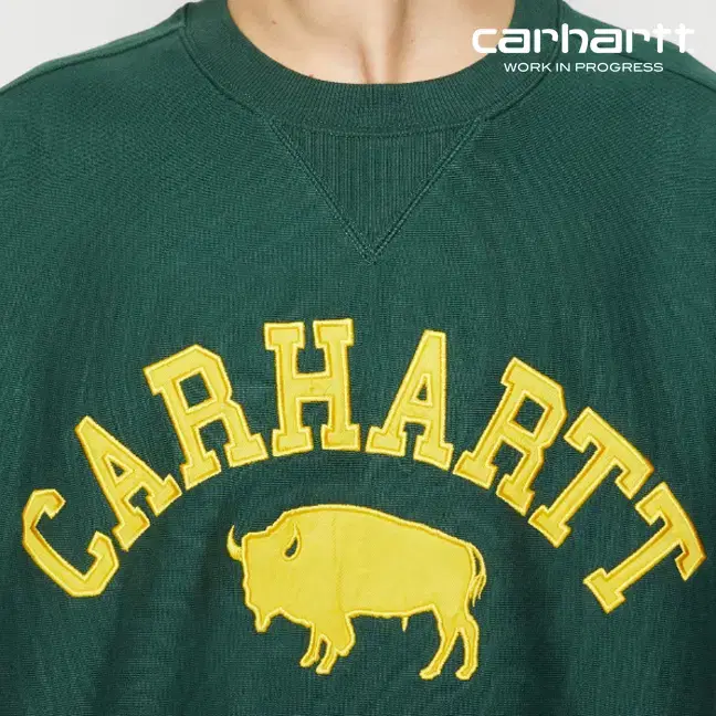 [정품] CARHARTT 칼하트 카우 로고자수 오버핏 기모 맨투맨(S)