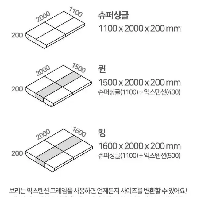 [무료배송]가성비왕 평상형 프레임 슈퍼싱글 퀸 킹 패밀리 침대