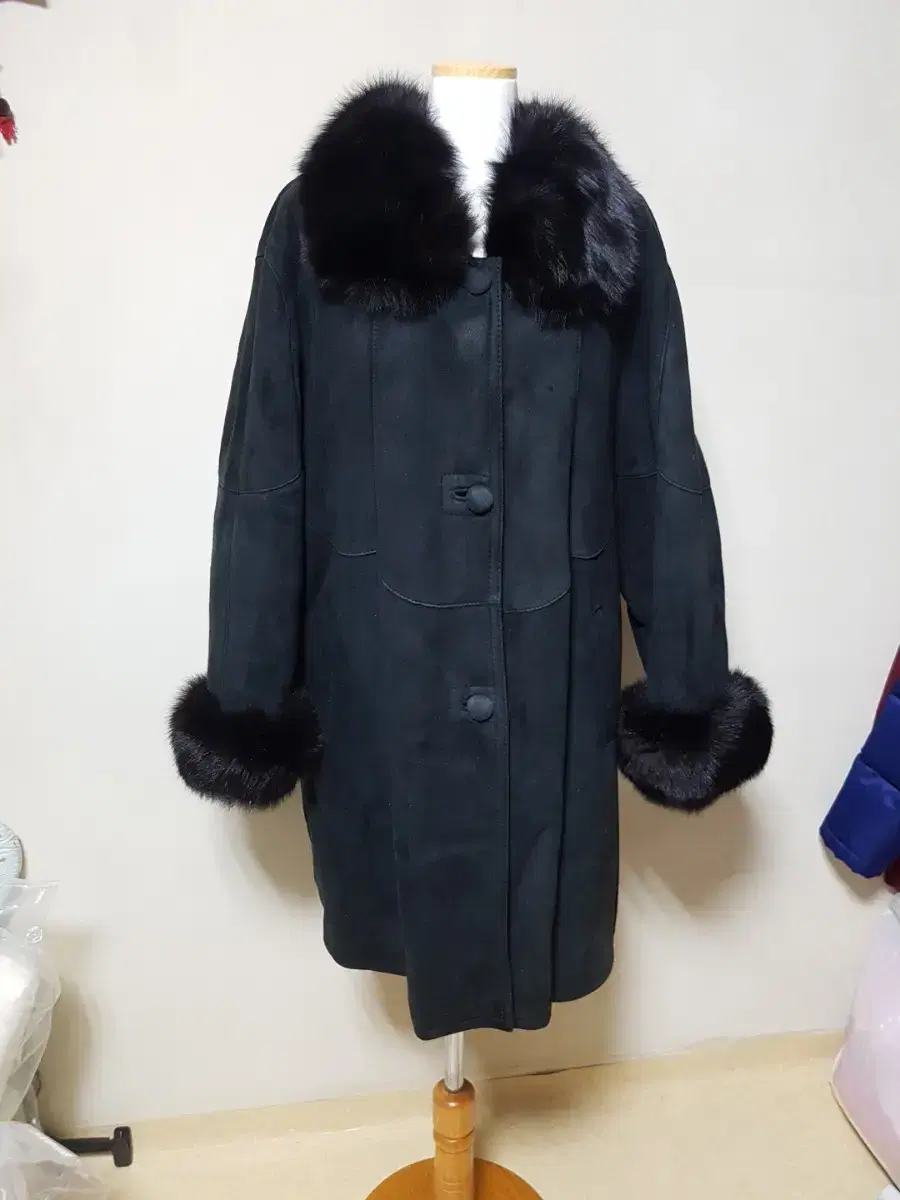 *Discount)etoile Fox Color-blocking Sheepskin Sheep Wool Black Tuscany.Mouton