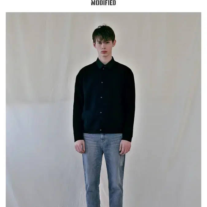 [L] *세일*모디파이드 line blue cutted crop jeans