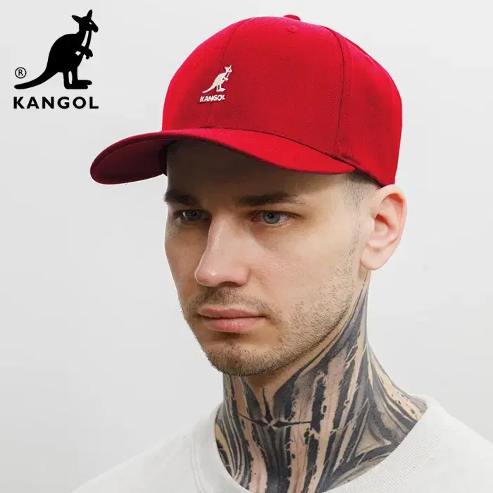 [정품] KANGOL 캉골 울 플렉스핏 캥거루자수 베이스볼 볼캡 레드