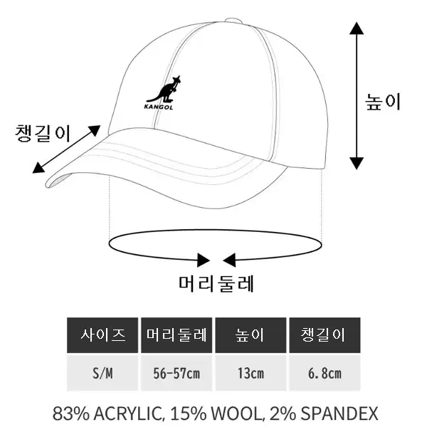 [정품] KANGOL 캉골 울 플렉스핏 캥거루자수 베이스볼 볼캡 레드