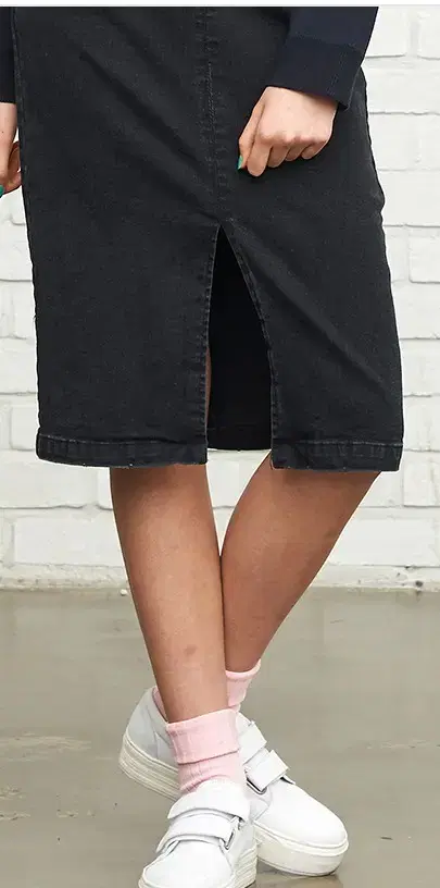 Eight Seconds Jin gray blue denim midi skirt new in box