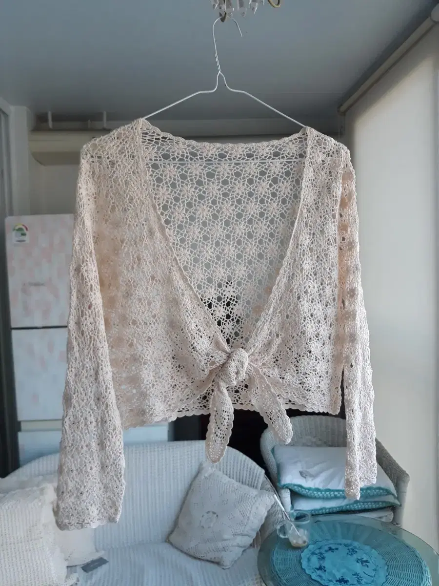 Imported crochet ribbed cardigan