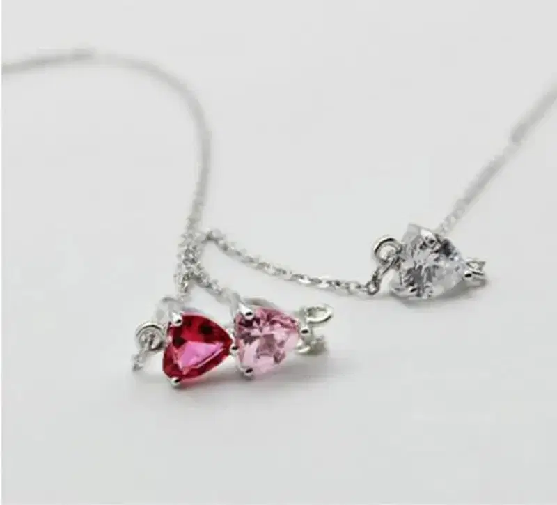 925 silver three hearts necklace