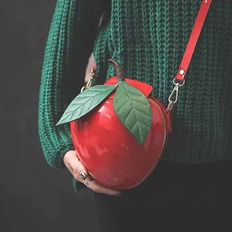 Same-day delivery❤ Apple crossbody bag (red, green) Apple-shaped bag❤