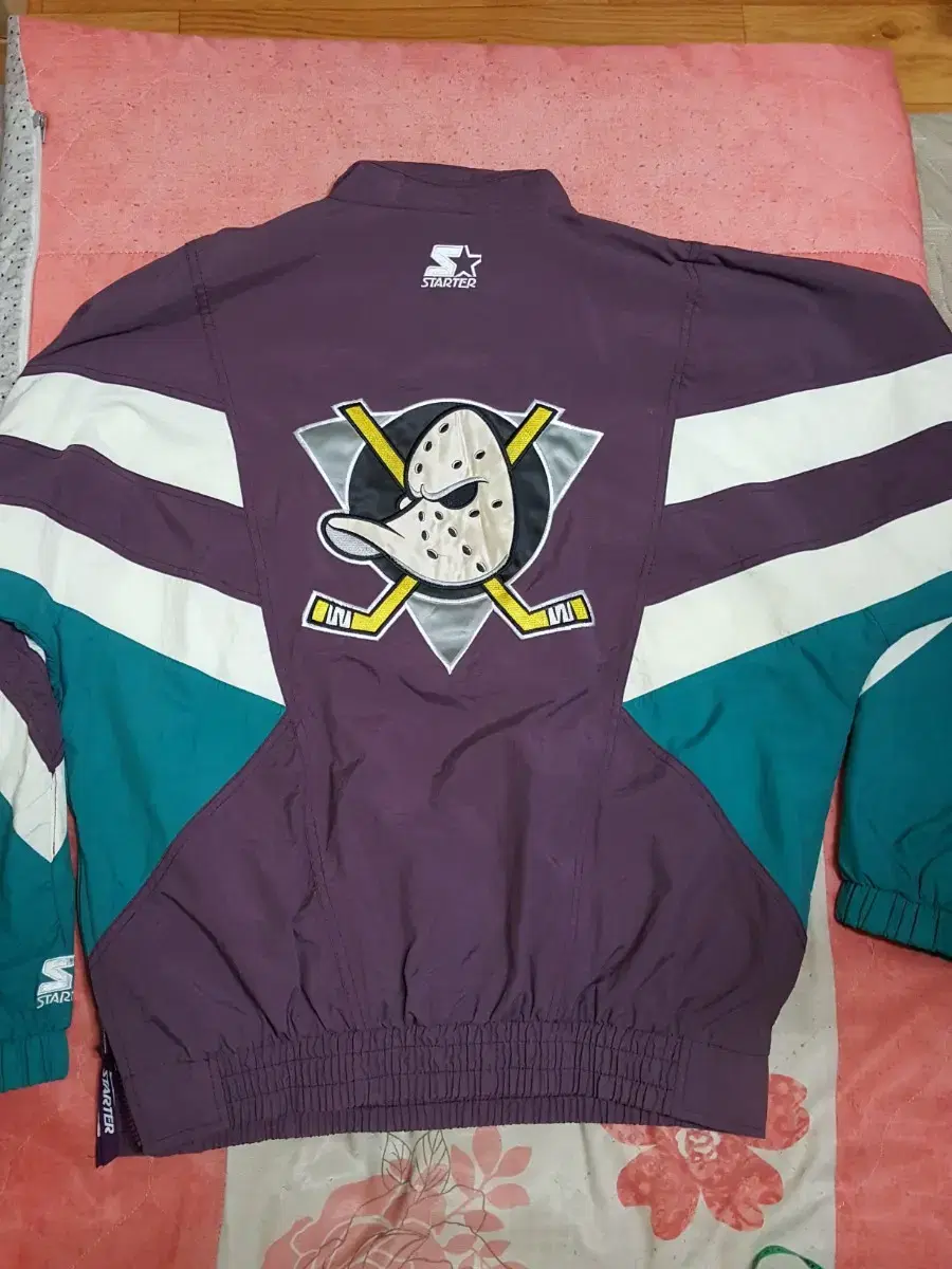 L Starter NHL Mighty Ducks Anorak Warm-Up Windbreaker Jumper Jacket