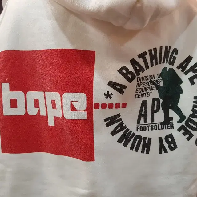 베이프 90s ape 풋숄저 헤비 스웻 후드 집업 점퍼 bape