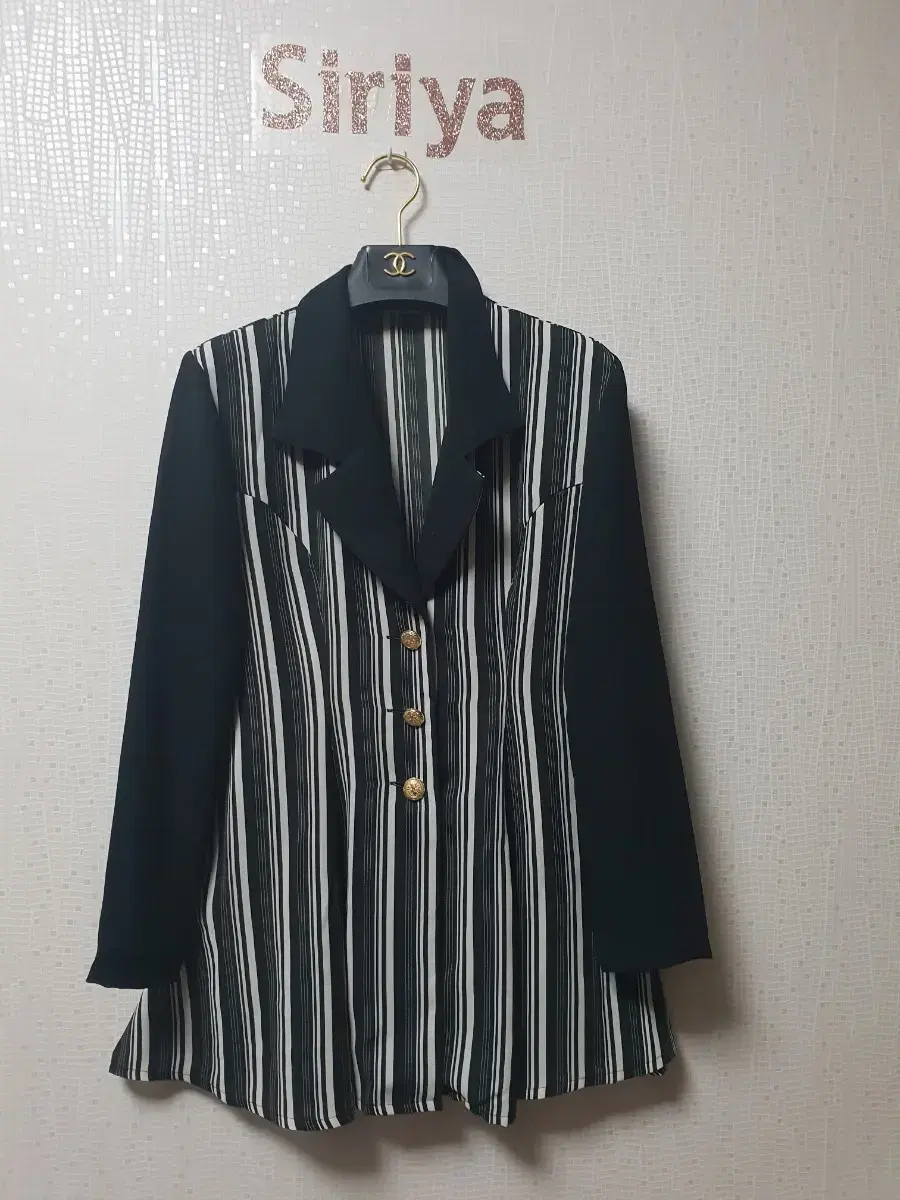 Striped color-blocked chiffon jacket