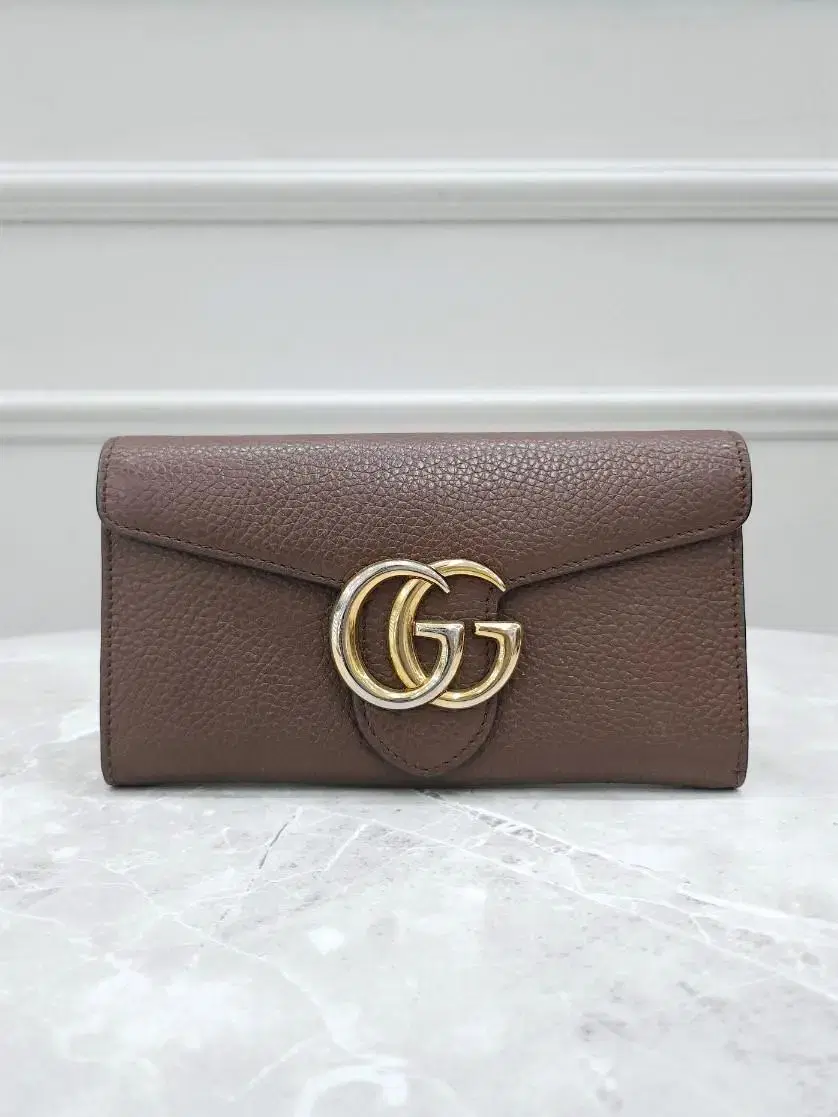 Gucci Brown GG Marmont Long Wallet