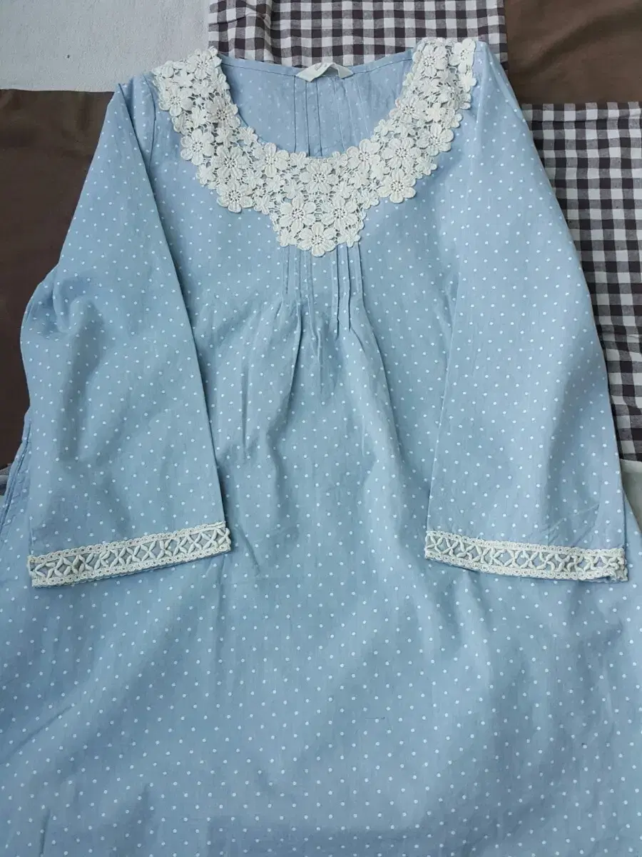 japanvintage mori girl lace dot onepiece