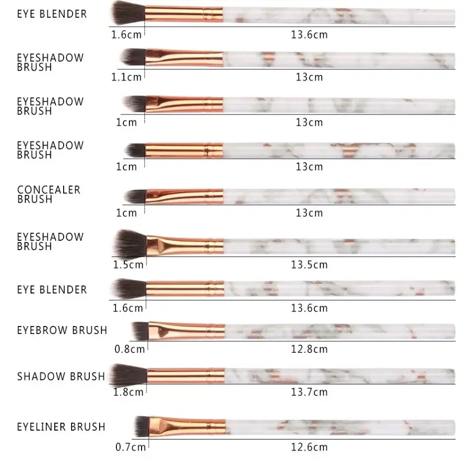 10종세트 대리석무늬 메이크업 아이브러쉬 블러셔 브러쉬 세트