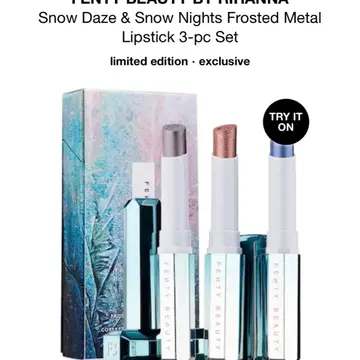 리한나 펜티뷰티 스노우 데이즈,나이트 메탈 립스틱 3색 2종