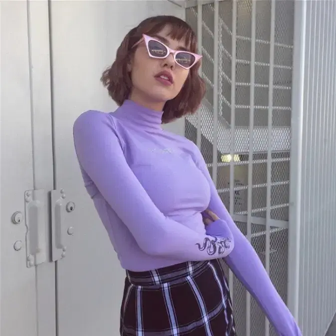 Pastel purple crop turtleneck