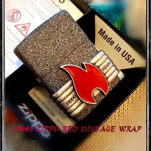 정품 29663 ZIPPO RED VINTAGE WRAP 새 지포라이터