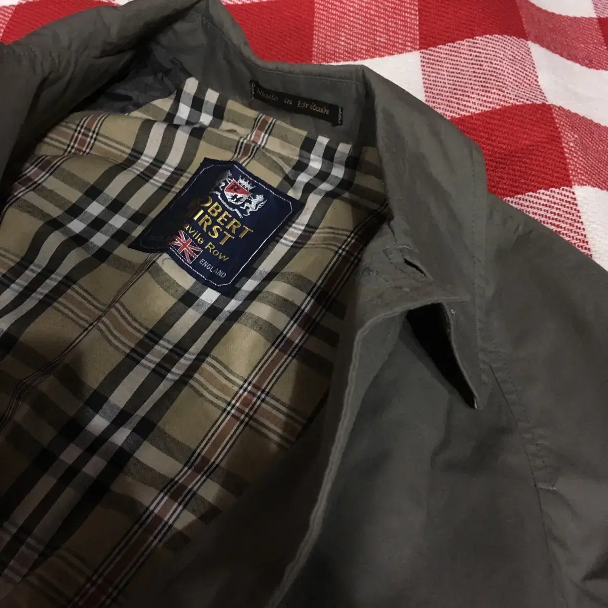 Made in England Checked Long Trench Coat Jacket