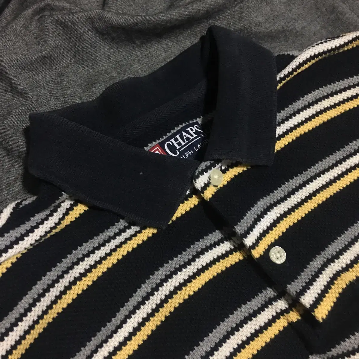 Chaps Ralph Lauren S/S 스트라이프 폴로 셔츠 Sz L